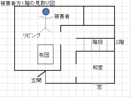 2013年10月16日埼玉県越谷市台風の夜男性殺人事件見取り図